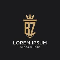 bz monogram met middeleeuws stijl, luxe en elegant eerste logo ontwerp vector