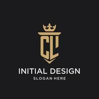 cl monogram met middeleeuws stijl, luxe en elegant eerste logo ontwerp vector