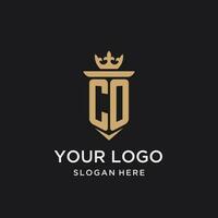 co monogram met middeleeuws stijl, luxe en elegant eerste logo ontwerp vector