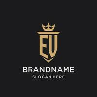 ev monogram met middeleeuws stijl, luxe en elegant eerste logo ontwerp vector