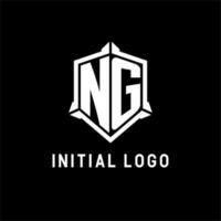 ng logo eerste met schild vorm ontwerp stijl vector