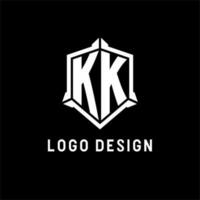 kk logo eerste met schild vorm ontwerp stijl vector