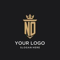 Nee monogram met middeleeuws stijl, luxe en elegant eerste logo ontwerp vector