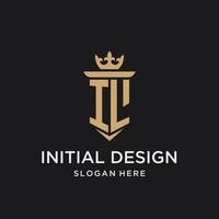 il monogram met middeleeuws stijl, luxe en elegant eerste logo ontwerp vector