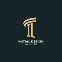 il monogram met pijler icoon ontwerp, luxe en modern wettelijk logo ontwerp ideeën vector