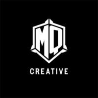 mq logo eerste met schild vorm ontwerp stijl vector