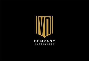 vn monogram logo met meetkundig schild icoon ontwerp vector