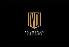 vo monogram logo met meetkundig schild icoon ontwerp vector