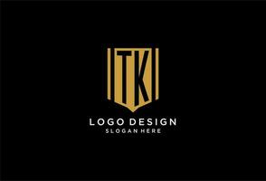 tk monogram logo met meetkundig schild icoon ontwerp vector