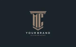 mc eerste logo met pijler stijl, luxe wet firma logo ontwerp ideeën vector