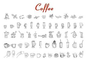 hand getekend koffie set vector grafische illustratie