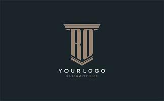 ro eerste logo met pijler stijl, luxe wet firma logo ontwerp ideeën vector