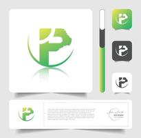 groene letter p papieren stijl logo-ontwerp vector