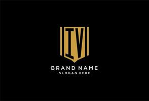 iv monogram logo met meetkundig schild icoon ontwerp vector