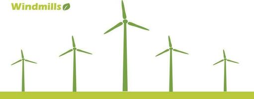 wind turbine of molen Aan groen gras vector