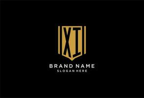 xi monogram logo met meetkundig schild icoon ontwerp vector