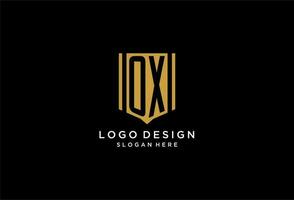 os monogram logo met meetkundig schild icoon ontwerp vector