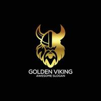 gouden viking logo ontwerp luxe lijn kunst vector