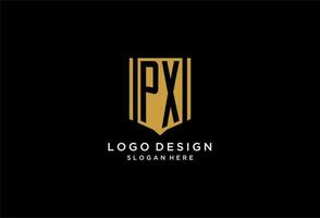 px monogram logo met meetkundig schild icoon ontwerp vector
