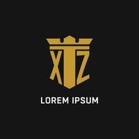 xz eerste logo met schild en kroon stijl vector