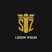 sz eerste logo met schild en kroon stijl vector