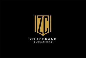 zc monogram logo met meetkundig schild icoon ontwerp vector