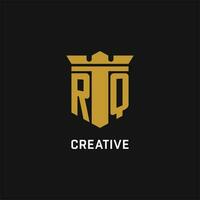 rq eerste logo met schild en kroon stijl vector