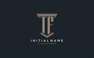 tf eerste logo met pijler stijl, luxe wet firma logo ontwerp ideeën vector