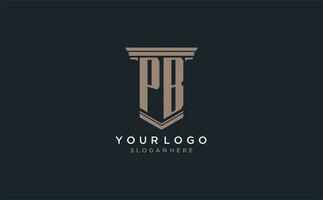 pb eerste logo met pijler stijl, luxe wet firma logo ontwerp ideeën vector