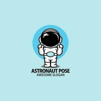 astronaut houding logo schattig ontwerp mascotte vector