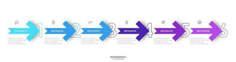 vector infographic labelontwerpsjabloon met pictogrammen en 6 opties of stappen. kan worden gebruikt voor procesdiagram, presentaties, workflowlay-out, banner, stroomschema, infografiek.