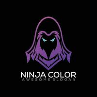 Ninja logo ontwerp lijn kunst helling kleur vector