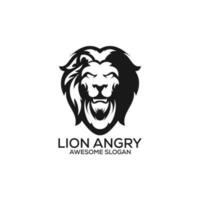 leeuw hoofd boos logo ontwerp lijn kunst vector