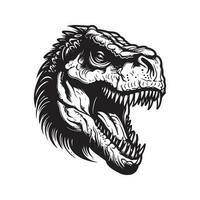 giganotosaurus, wijnoogst logo lijn kunst concept zwart en wit kleur, hand- getrokken illustratie vector