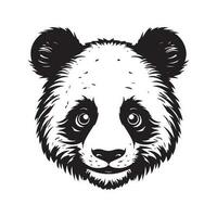 panda, wijnoogst logo lijn kunst concept zwart en wit kleur, hand- getrokken illustratie vector