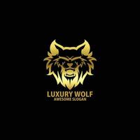 wolf hoofd met luxe logo ontwerp lijn kunst vector