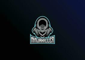 Ninja moordenaar logo ontwerp mascotte gaming team vector