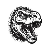 giganotosaurus, wijnoogst logo lijn kunst concept zwart en wit kleur, hand- getrokken illustratie vector