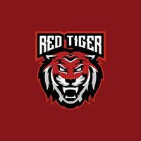 rood tijger logo esport team ontwerp gaming mascotte vector