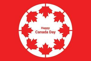 een rood achtergrond met esdoorn- bladeren en de woorden gelukkig Canada dag. vector