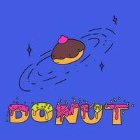 tekening grappig belettering voor donut liefhebbers. helder donut brieven. belettering voor nationaal donut dag vector