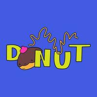 tekening grappig belettering voor donut liefhebbers. helder donut brieven. belettering voor nationaal donut dag vector