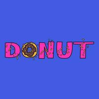 tekening grappig belettering voor donut liefhebbers. helder donut brieven. belettering voor nationaal donut dag vector