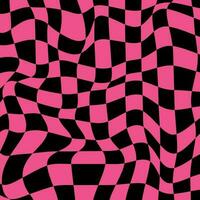 aantrekkingskracht roze modieus y2k achtergrond. geruit schaakbord golvend maas zwart en roze 00s esthetisch vector