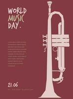 trombone vector illustratie in vlak ontwerp voor wereld muziek- dag sjabloon