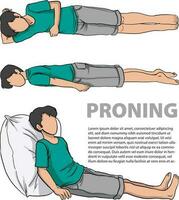 illustratie van pronken of vooroverliggend positionering vector