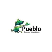 kaart van pueblo Colorado stad creatief ontwerp vector