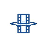 film strip film met ruimte cirkel logo ontwerp inspiratie, bioscoop logo ontwerp vector