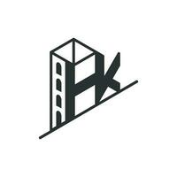 hk eerste monogram gebouw logo voor echt landgoed, brief hk en kh huis logo, voor ieder bedrijf verwant naar huis, echt landgoed, bouw, vector
