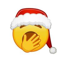 Kerstmis geeuwen gezicht groot grootte van geel emoji glimlach vector